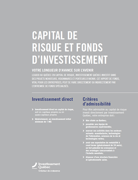 Illustration de la couverture de la publication Capital de risque et fonds d'investissement