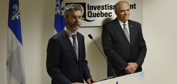 Photo de Guy LeBlanc, PDG d'Investissement Québec, et de Pierre Fitzgibbon, ministre de l’Économie et de l’Innovation et ministre responsable de la région de Lanaudière